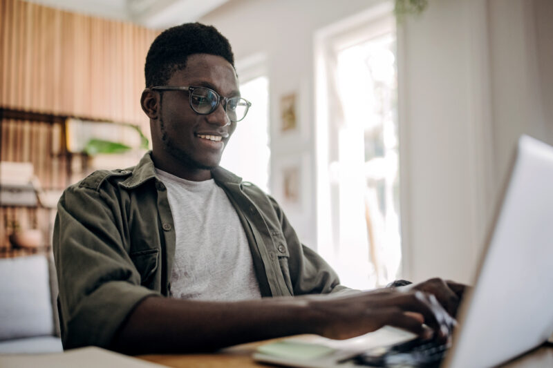 man working on a laptop